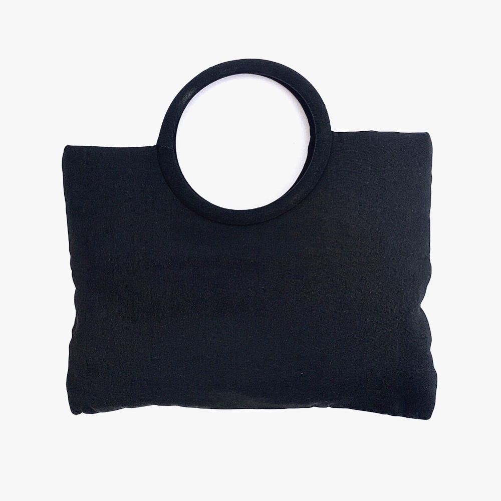 Vintage 90s Early 2000s Y2K Black Nylon Hoop Handle Simple Vampy Mini Purse Bag